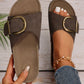 Coffee Buckle Decor Faux Suede Thick Sole Slippers