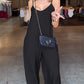 Plain Adjustable Strap Wide Leg Jumpsuit Casual Loose Fit Romper