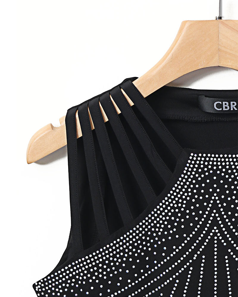 Rhinestone Decor Multi Strap Tank Top