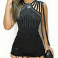 Rhinestone Decor Multi Strap Tank Top
