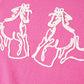 Bright Pink Western Horse Embroidered Round Neck Sweater Tee