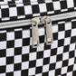 Black Checkered Print Zipper Large Toiletry Bag with Handle