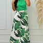 2 Piece Plants Print Rose Decor High Neck Sleeveless Tank Wide Leg Pants Vacation Pants Set