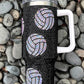 Black 40 Oz Rhinestone Volleyball Tumbler with Handle