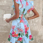 Tropical Floral Print Tied Detail Dress