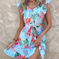Tropical Floral Print Tied Detail Dress