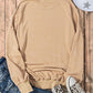 Khaki Drop Shoulder Ribbed Trim Oversized Sweatshirt