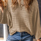 Brown Exposed Seam Ribbed Knit Dolman Top