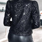 Sparkly Sequin Open Front Puff Sleeve Blazer Coat