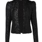 Sparkly Sequin Open Front Puff Sleeve Blazer Coat