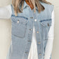 Beau Blue Denim Flap Pocket Curved Hem Shirt Vest