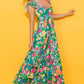 Green Floral Print Sleeveless Ruffle Tiered Maxi Dress