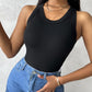 Round Neck Ribbed Tank Top With Bra Pads