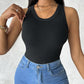Round Neck Ribbed Tank Top With Bra Pads