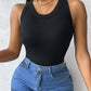 Round Neck Ribbed Tank Top With Bra Pads