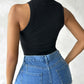 Round Neck Ribbed Tank Top With Bra Pads