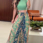 Floral Print High Waist Shirred Waist Pants Casual Wide Leg Pants