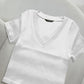 V Neck Short Sleeve Ribbed T Shirt Casual Slim Fit Top
