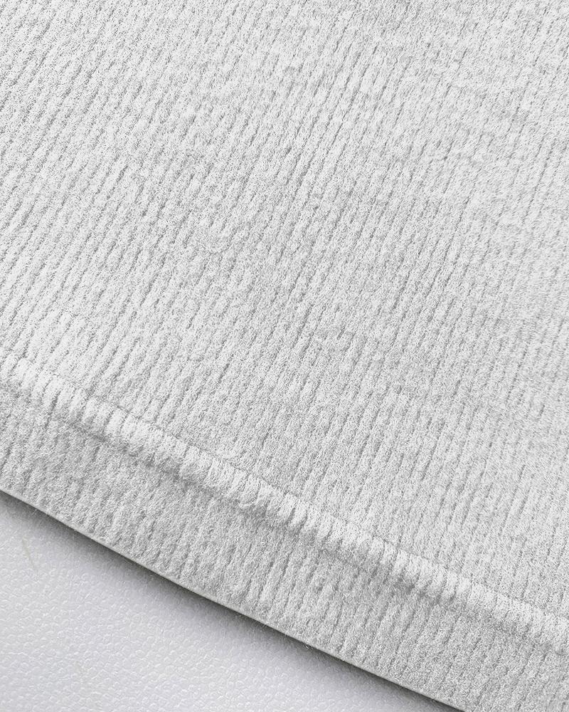 V Neck Short Sleeve Ribbed T Shirt Casual Slim Fit Top