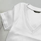 V Neck Short Sleeve Ribbed T Shirt Casual Slim Fit Top