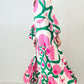 Pink Boho Floral Printed Long Sleeve Buttoned Loose Maxi Dress