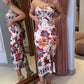 Tropical Print Halter Sleeveless Dress Sexy Backless Tied Detail Dress