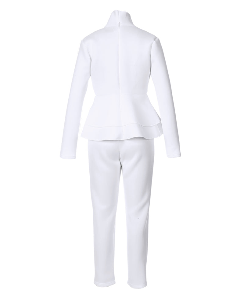 Plunge Layered Ruffles Top & Pencil Pant Sets