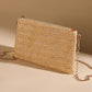 Oatmeal Straw Woven Zipper Chain Shoulder Bag