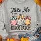 Gray Disco Ball Bowknot Pumpkin Graphic Crewneck Sweatshirt