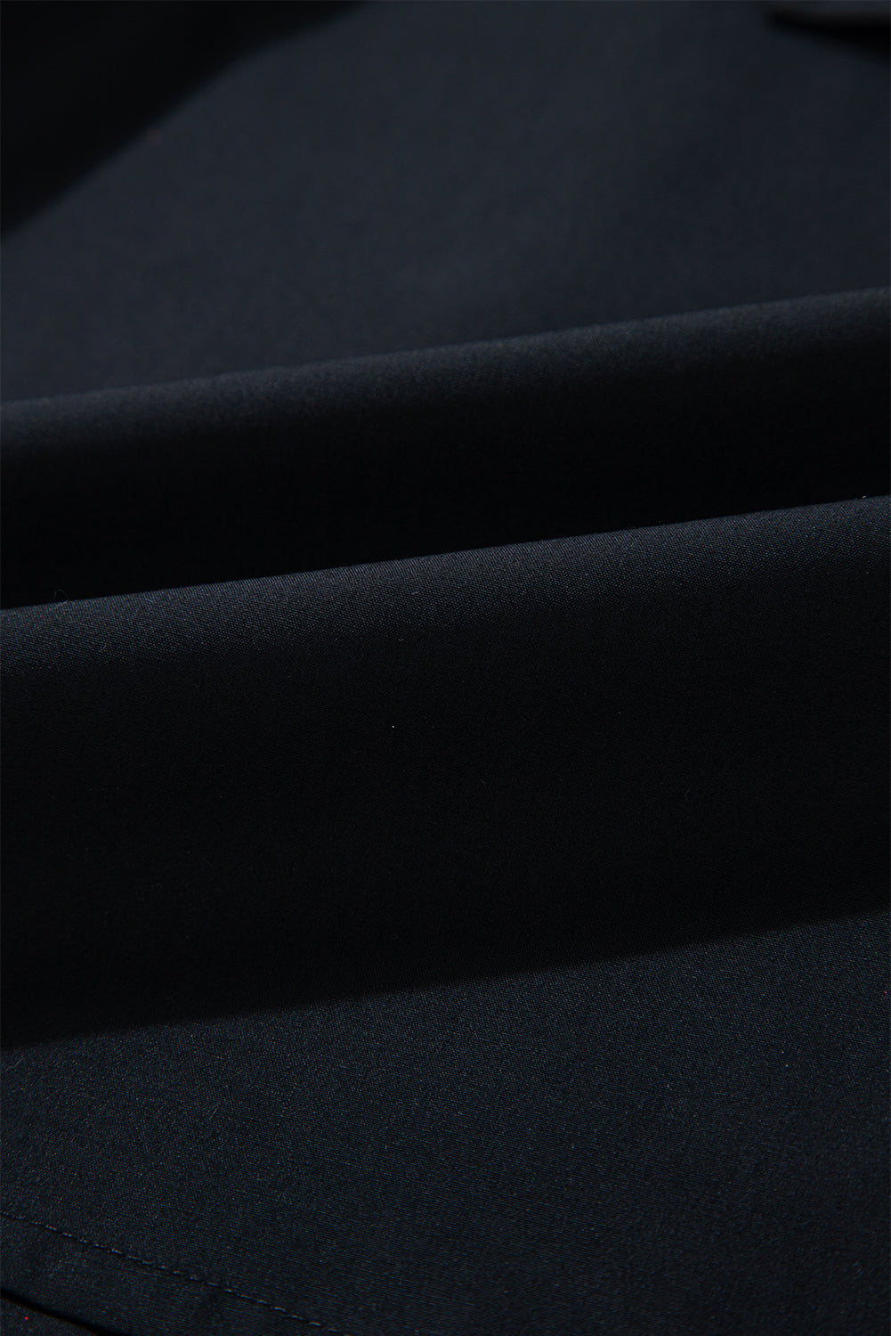 Black Button Up Tie Waist Puff Sleeve Mini Dress