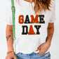 White Glitter GAME DAY Rugby Football Season Round Neck T Shirt