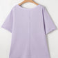 Orchid Petal Waffle Knit Short Sleeve Patched Pocket Plus Size Top