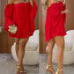 2 Piece Off Shoulder Long Sleeve Ruched Cape Blouse Short Pants Elegant Pants Set
