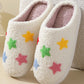 White Star Shape Non-Slip Plush Home Slippers