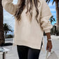 Round Neck Drop Shoulder Long Sleeve Zipper Side Slit Sweatshirt Casual High Low Hem Top