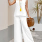Plain Casual Tank Top & Wide Leg Pants Set