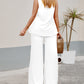 Plain Casual Tank Top & Wide Leg Pants Set