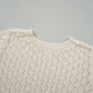 Beige Hollow Out Crochet O Neck Short Sleeve Sweater Tee