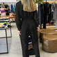 Lapel V neck Collar Shirred Drawstring Waist Jumpsuit