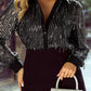 Black Sequin Tasseled Button Up Slim Fit Shirt