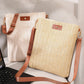 Oatmeal Straw Woven Single Button Crossbody Bag