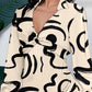 Abstract Print Side Drawstring Twisted Shirt Dress