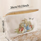 White Easter Rabbits Print Textured Zipper Cosmetic Bag