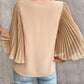 Pleated Bell Sleeve V Neck Top