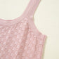 Light Pink Solid Textured Checkered U Neck Sweater Vest