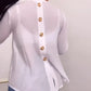 V Neck Roll Up Sleeve Back Button Blouse Casual Top with Pocket
