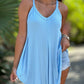 V Neck Spaghetti Strap A Line Tank Casual Loose Fit Flared Top