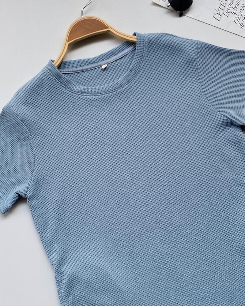 Pocket Design Waffle Knit Casual Dress