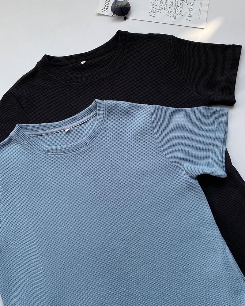 Pocket Design Waffle Knit Casual Dress