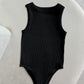 Round Neck Sleeveless Ribbed Bodysuit Casual Slim Fit Tank Top